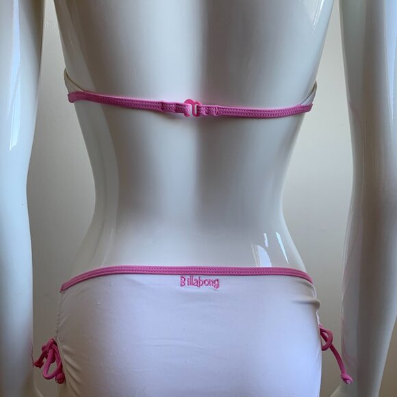 Billabong Girls swimwear pink & white floral patch and logo bikini set - Picture 6 of 6